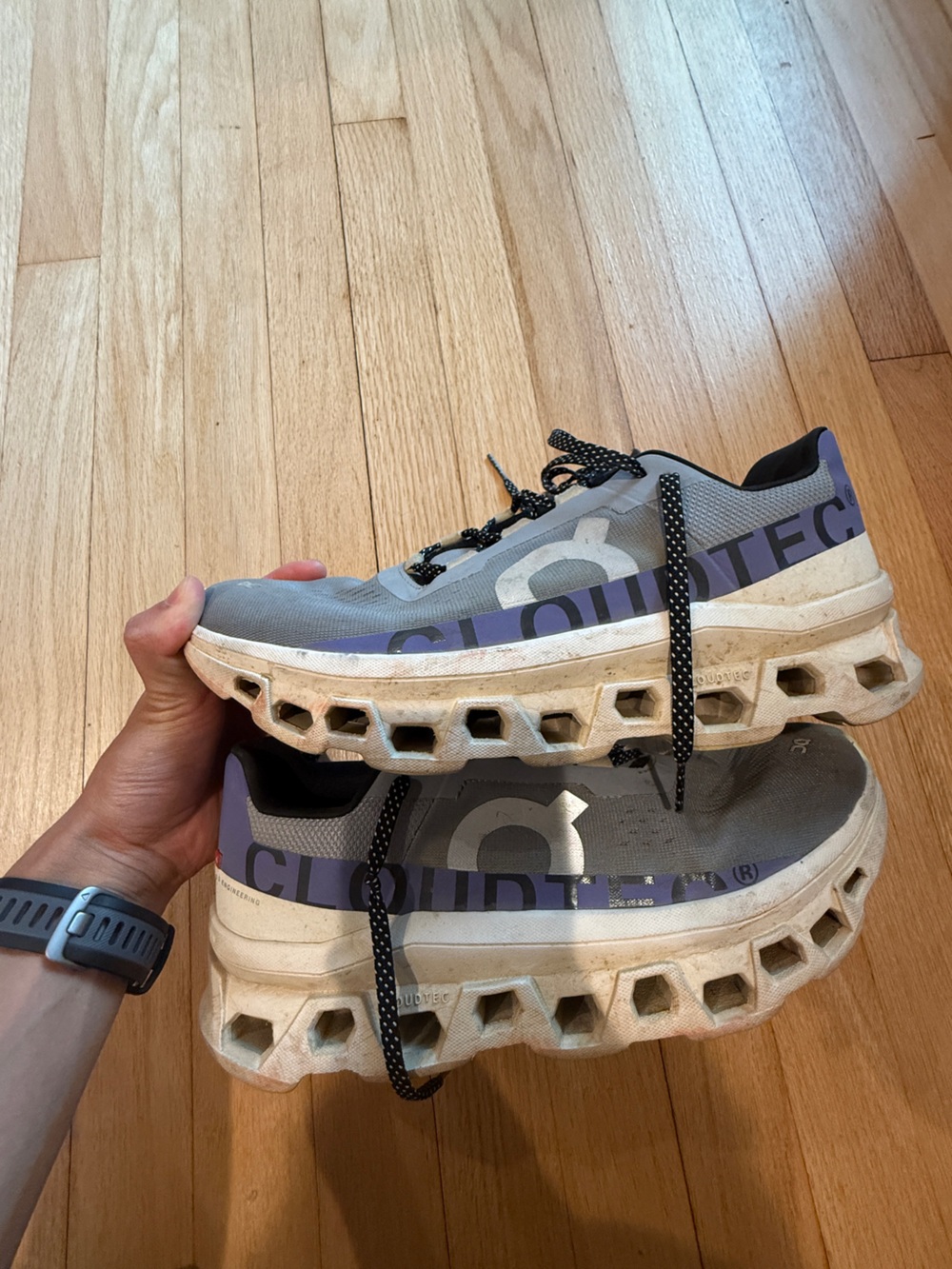 On Running Men's cloud monsters Gray and Purple Athletic Shoes